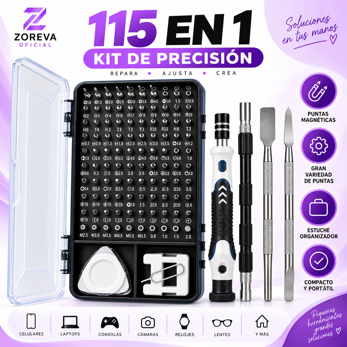 🛠️ KIT DE DESTORNILLADORES DE PRECISIÓN 115 EN 1