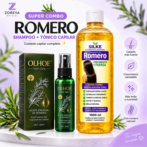 🌿 SUPER COMBO: SHAMPOO ROMERO + TÓNICO CAPILAR OLHOE 🌿