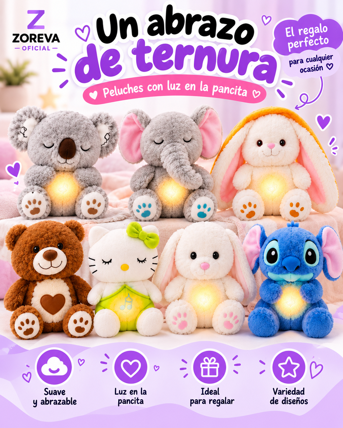 Peluche con Luz en la Pancita 🐻✨