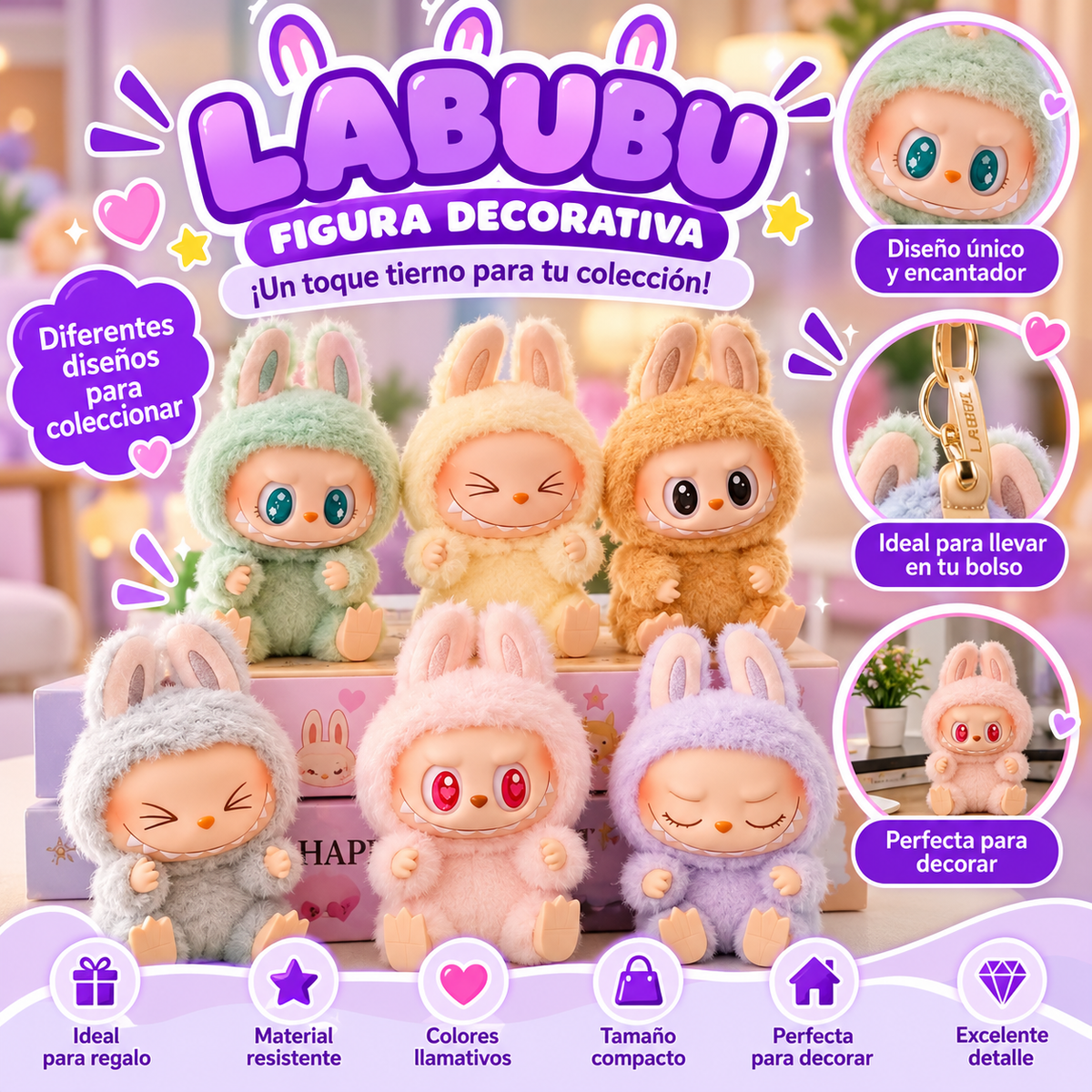 FIGURA DECORATIVA TIERNA ESTILO LABUBU ✨