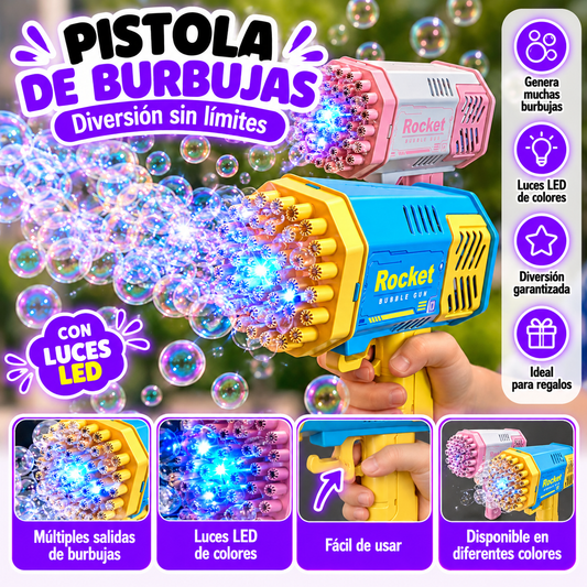 🫧 Pistola de Burbujas con Luces LED